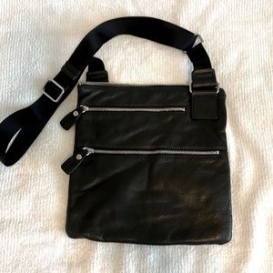 Black Genuine Leather Crossbody Travel Bag
